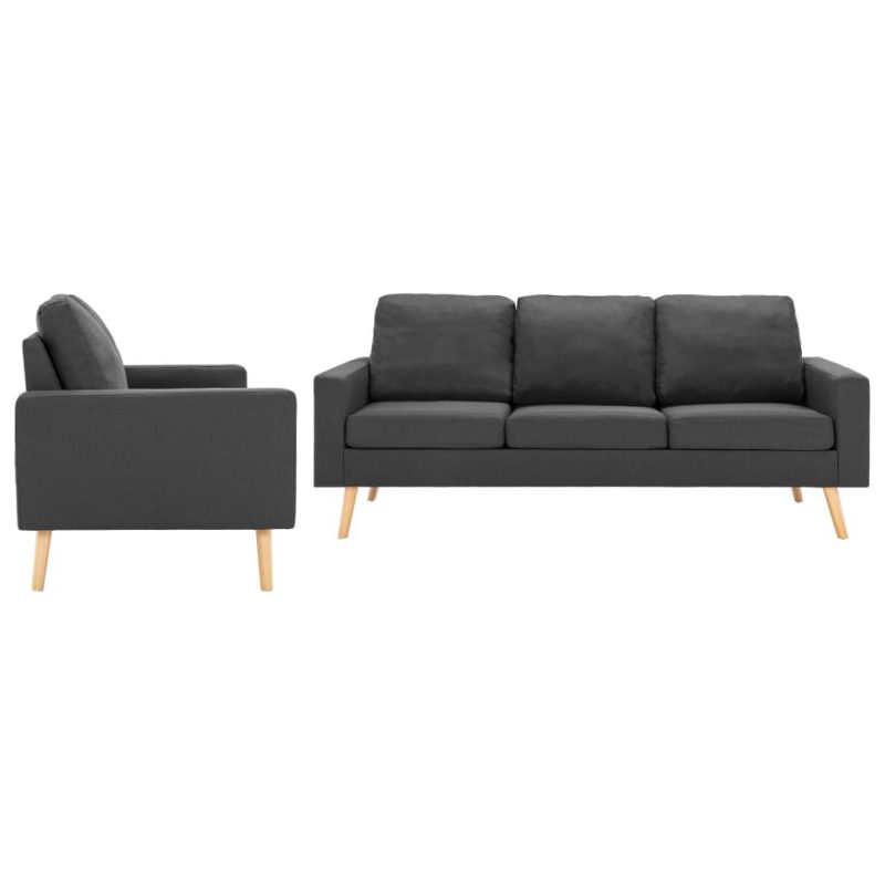 2-dijelni set sofa od tkanine tamnosivi