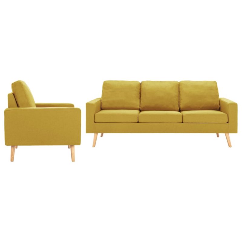 2-dijelni set sofa od tkanine žuti