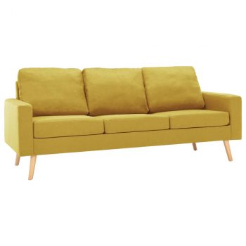2-dijelni set sofa od tkanine žuti