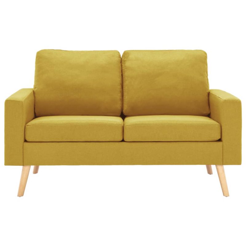 2-dijelni set sofa od tkanine žuti - Slika 3