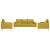 3-dijelni set sofa od tkanine žuti