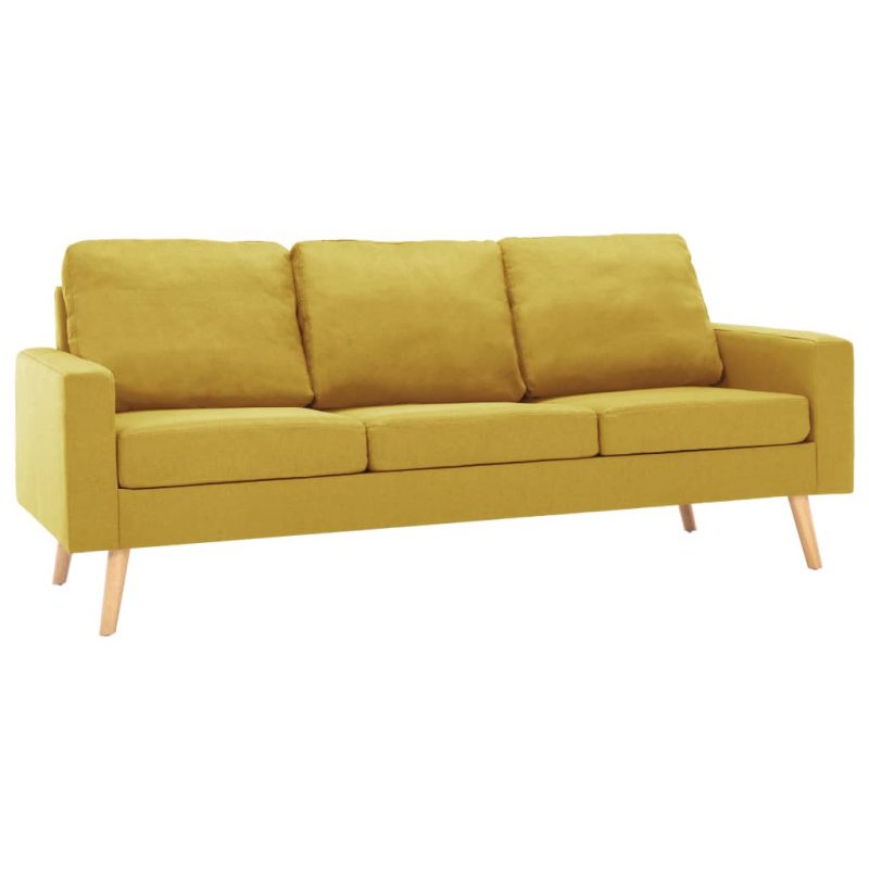 3-dijelni set sofa od tkanine žuti