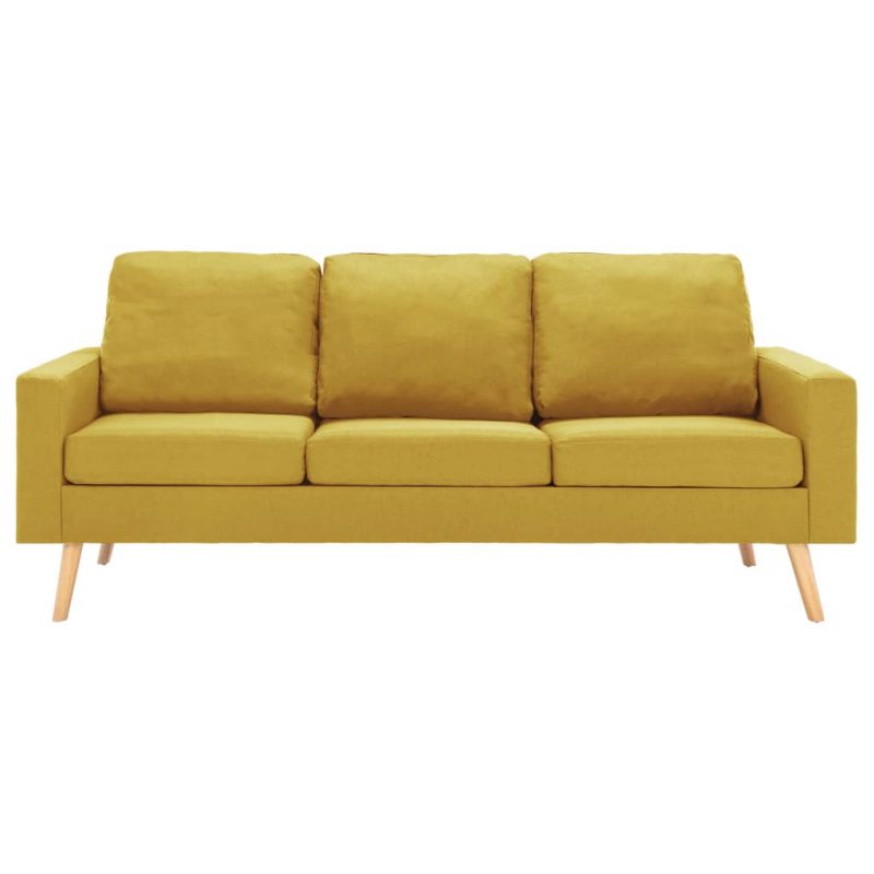 3-dijelni set sofa od tkanine žuti - Slika 3