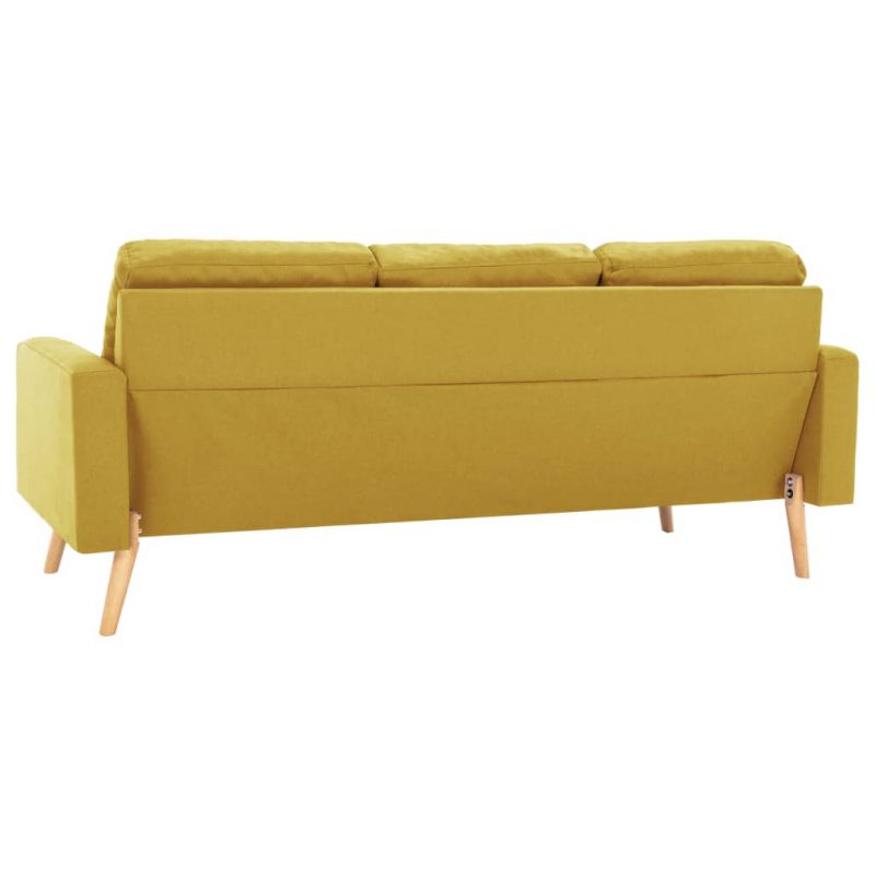 3-dijelni set sofa od tkanine žuti - Slika 4