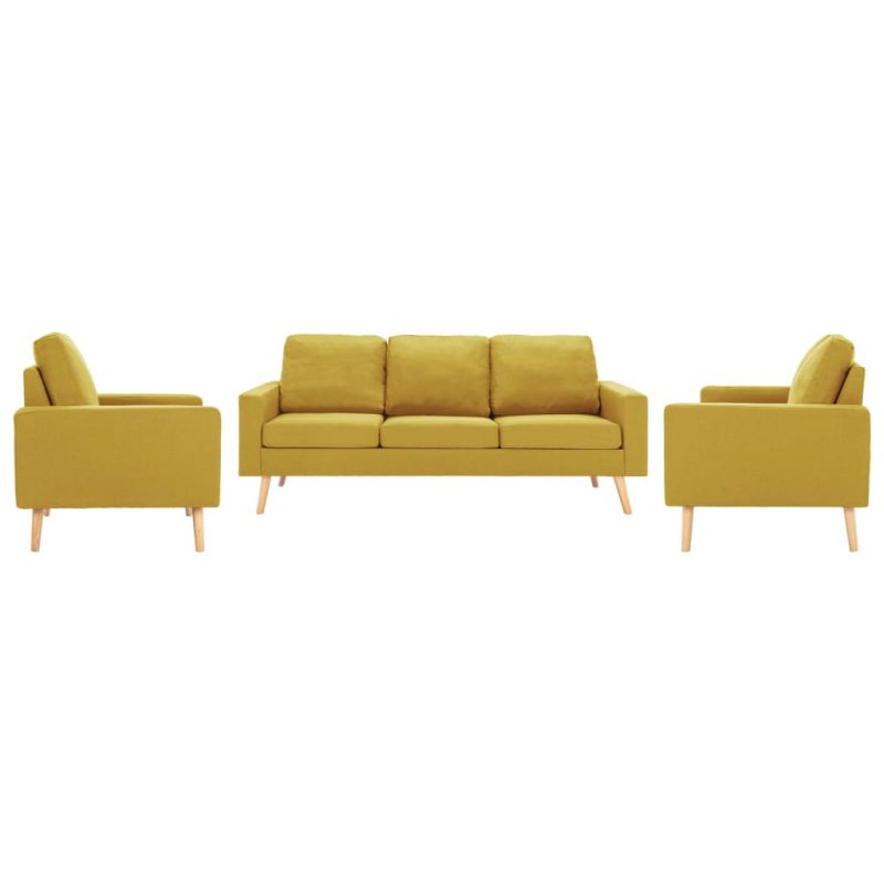3-dijelni set sofa od tkanine žuti