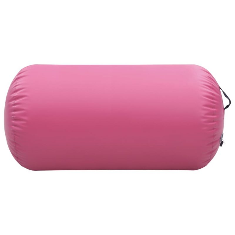 Gimnastički valjak na napuhavanje s crpkom 120x75 cm PVC rozi - Slika 3