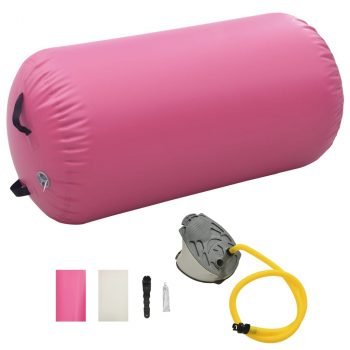 Gimnastički valjak na napuhavanje s crpkom 120x90 cm PVC rozi