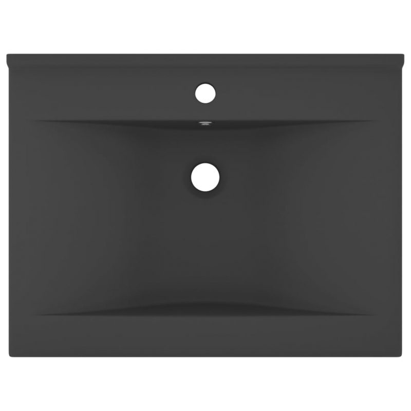 Luksuzni umivaonik mat tamnosivi 60 x 46 cm keramički - Slika 3