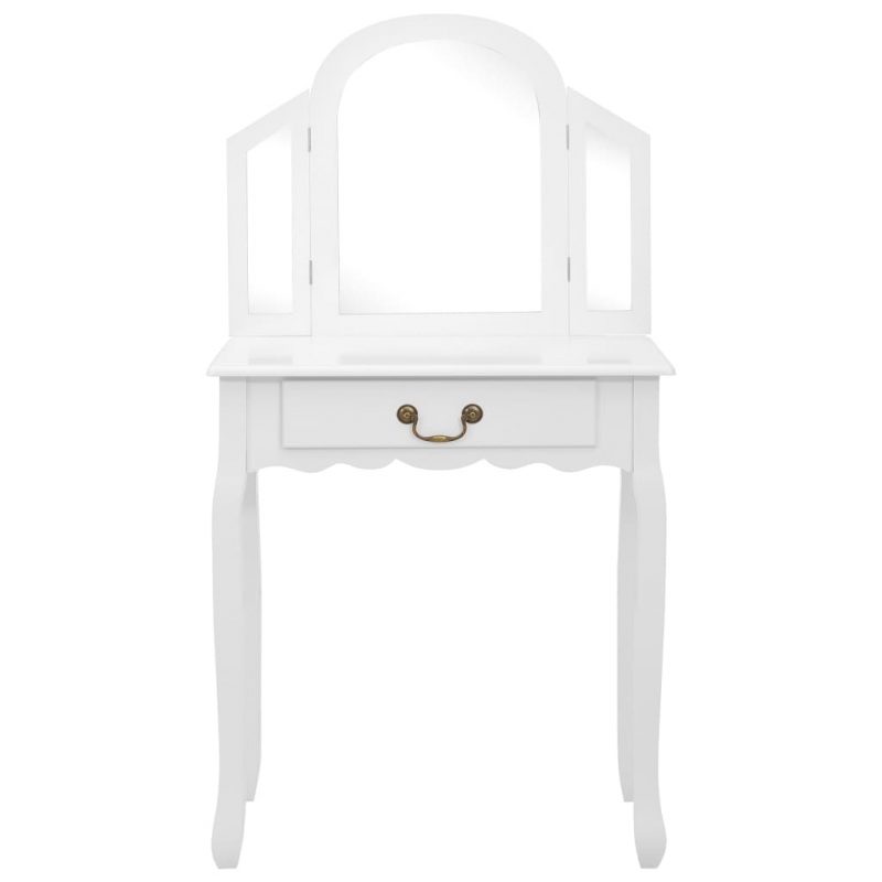Toaletni stolić sa stolcem bijeli 65x36x128 cm paulovnija i MDF - Slika 3