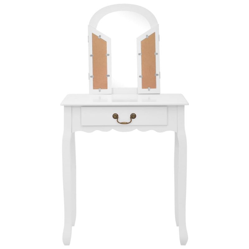 Toaletni stolić sa stolcem bijeli 65x36x128 cm paulovnija i MDF - Slika 4