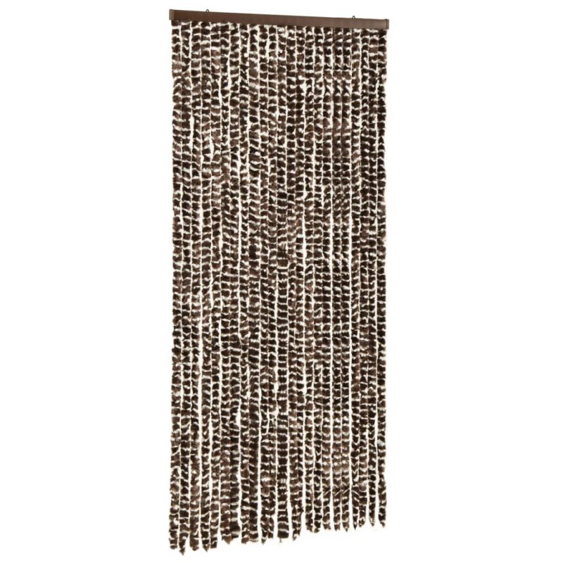 Zastor protiv insekata smeđe-bijeli 100 x 220 cm šenil - Slika 4