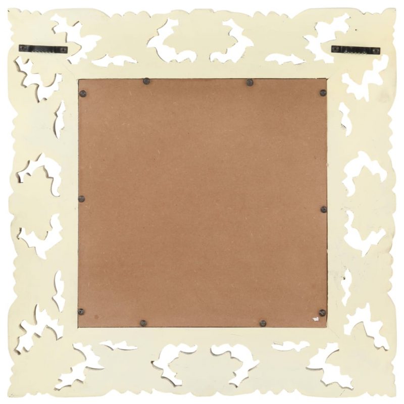 Ručno izrezbareno ogledalo bijelo 50 x 50 cm masivno drvo manga - Slika 3