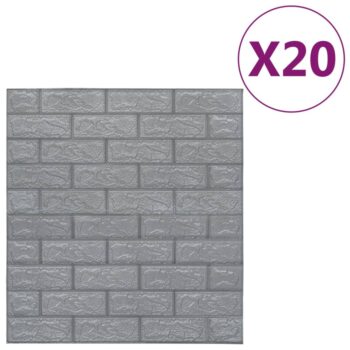 3D zidne tapete s uzorkom cigli samoljepljive 20 kom antracit