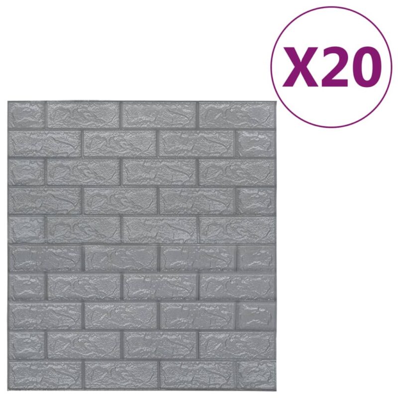 3D zidne tapete s uzorkom cigli samoljepljive 20 kom antracit