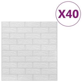 3D zidne tapete s uzorkom cigli samoljepljive 40 kom bijele