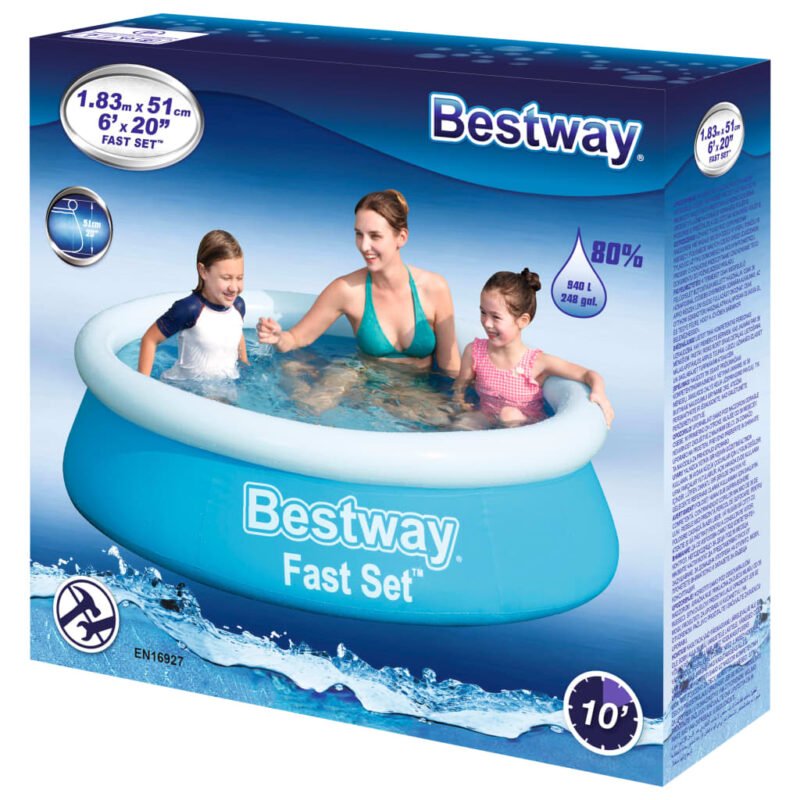 Bestway bazen na napuhavanje Fast Set okrugli 183 x 51 cm plavi - Slika 3