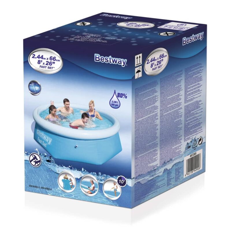 Bestway bazen na napuhavanje Fast Set okrugli 244 x 66 cm 57265 - Slika 3