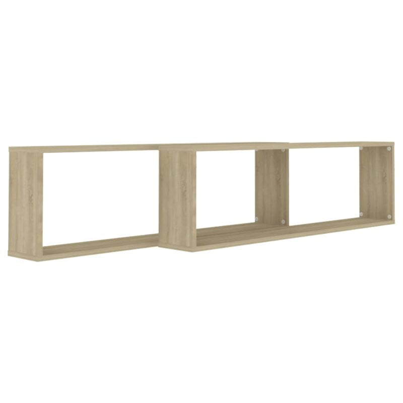 Kockaste zidne police 2 kom boja hrasta 100x15x30 cm od iverice - Slika 4