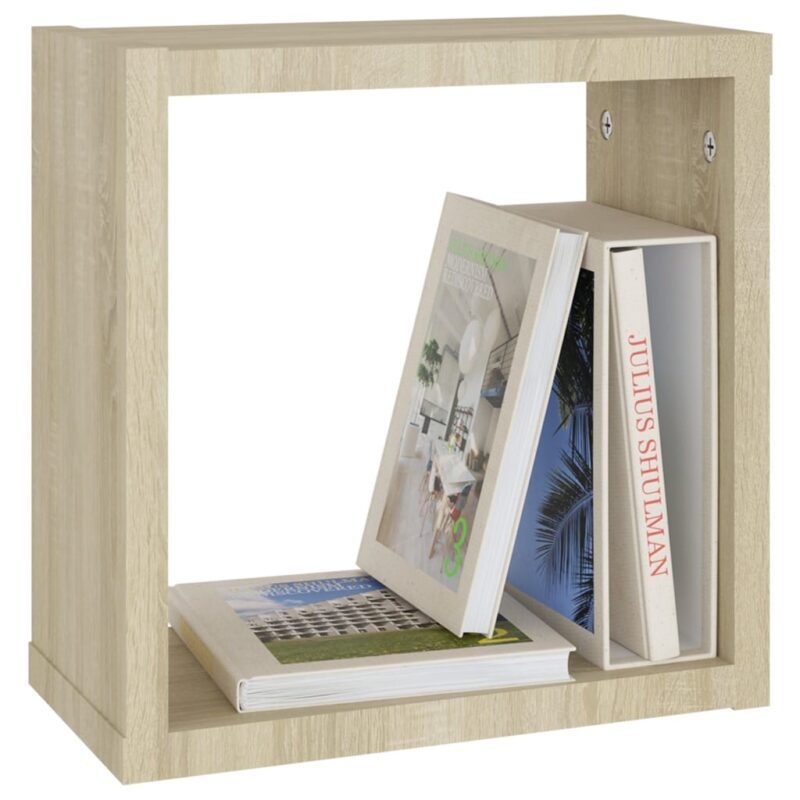 Kockaste zidne police 2 kom boja hrasta sonome 30 x 15 x 30 cm - Slika 4
