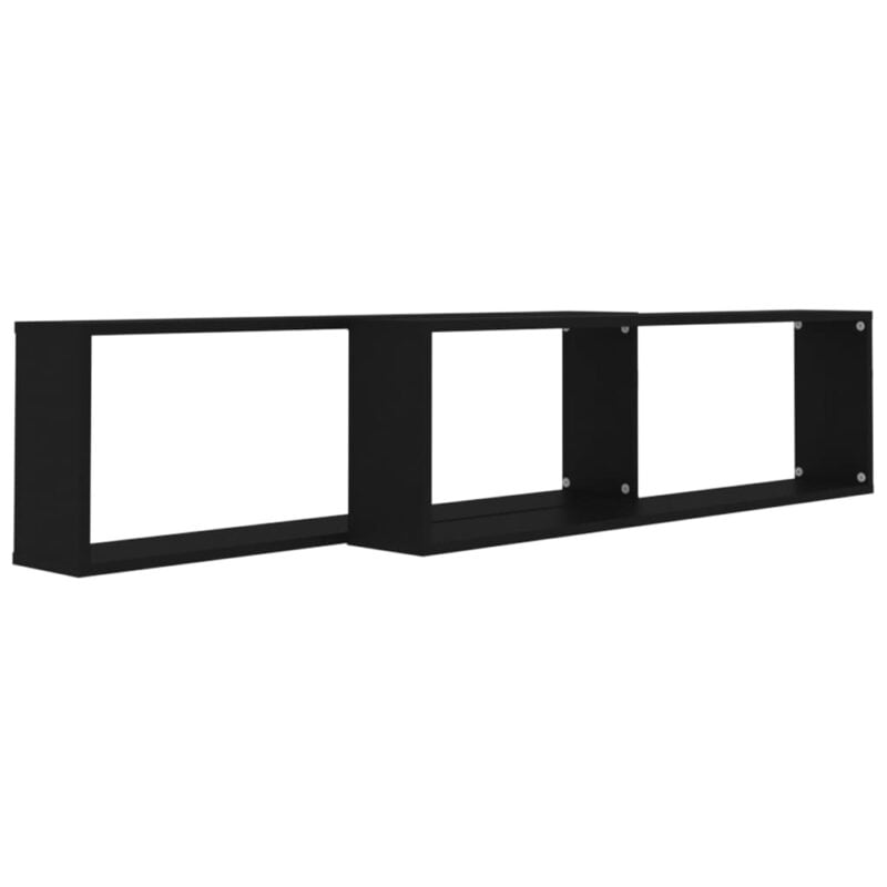 Kockaste zidne police 2 kom crne 100 x 15 x 30 cm od iverice - Slika 4