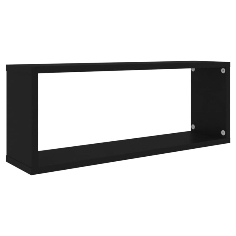 Kockaste zidne police 2 kom crne 60 x 15 x 23 cm od iverice - Slika 4