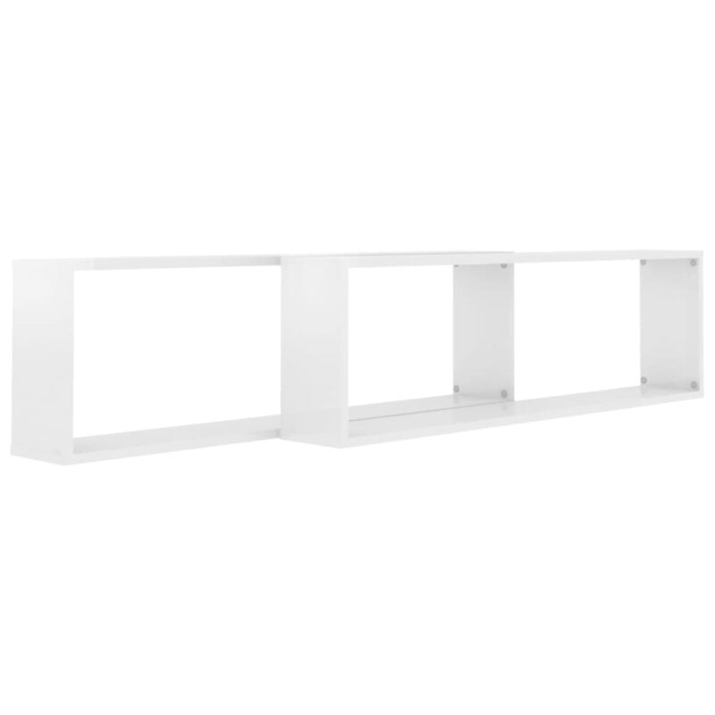 Kockaste zidne police 2 kom sjajne bijele 100x15x30 cm iverica - Slika 4
