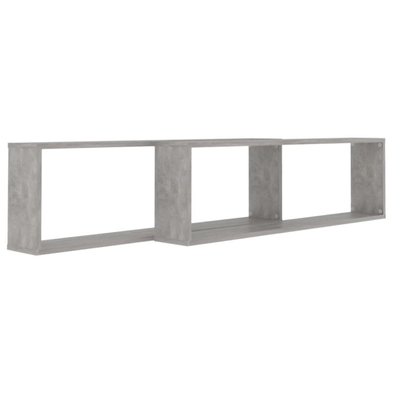 Kockaste zidne police 2kom siva boja betona 100x15x30cm iverica - Slika 4