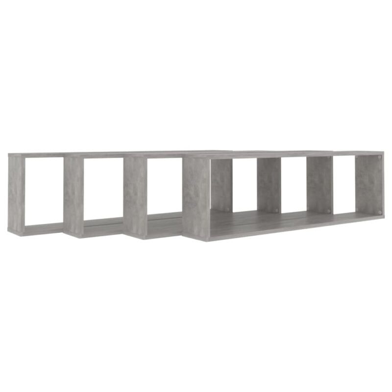 Kockaste zidne police 4 kom boja betona 100x15x30 cm od iverice - Slika 4