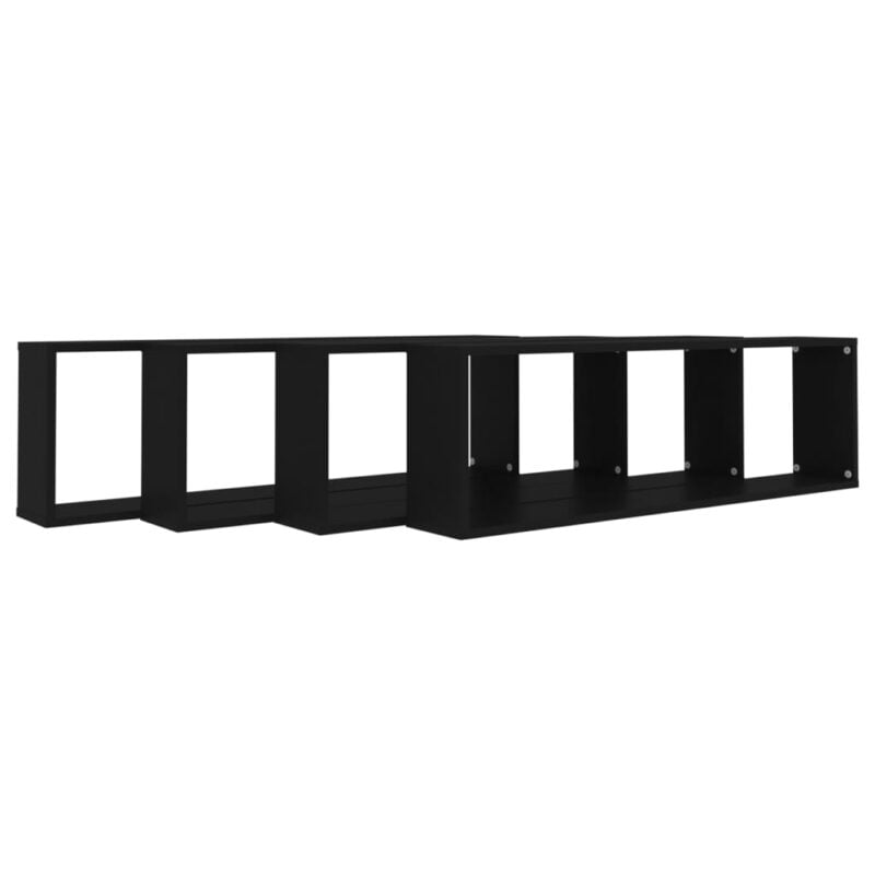 Kockaste zidne police 4 kom crne 100 x 15 x 30 cm od iverice - Slika 4