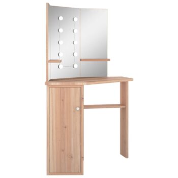 Kutni toaletni stolić s LED svjetlom boja hrasta 111x54x141