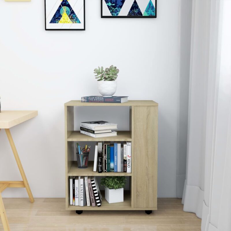 Ormarić s kotačima boja hrasta sonome 60x35x75 cm od iverice - Slika 3
