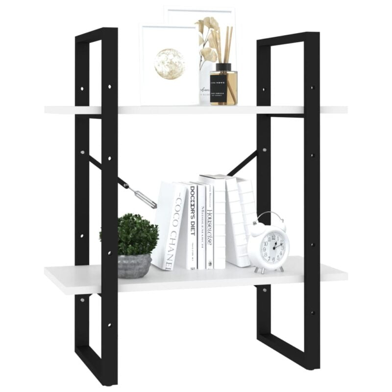 Ormarić za knjige s 2 razine bijeli 60 x 30 x 70 cm od iverice - Slika 4