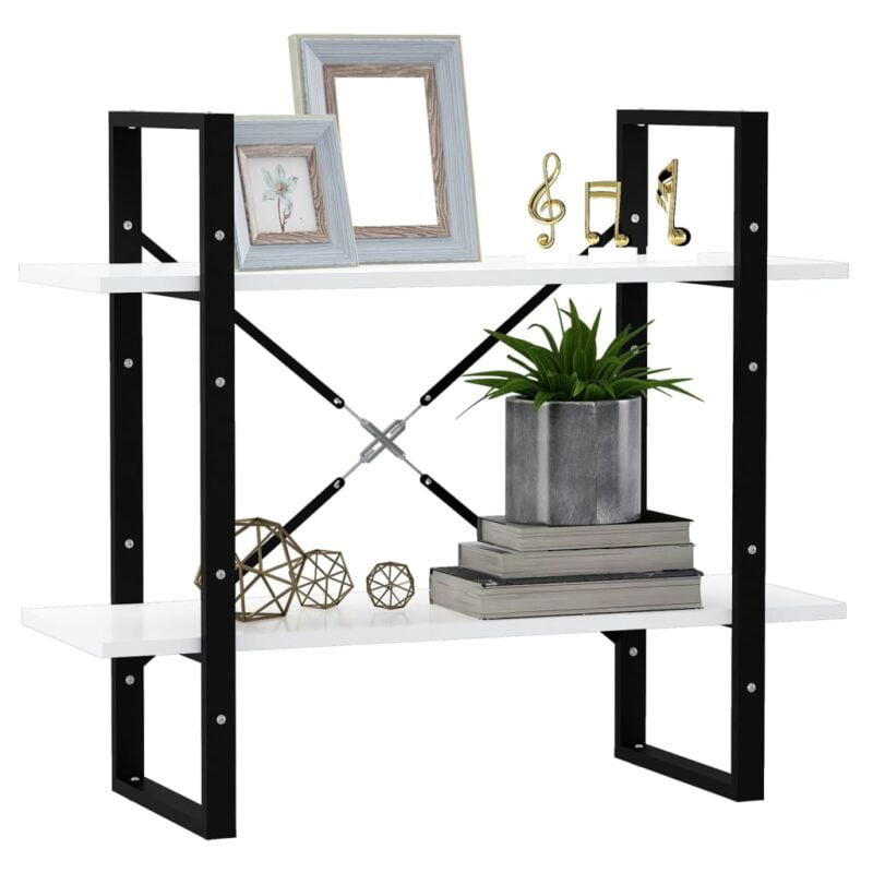 Ormarić za knjige s 2 razine bijeli 80 x 30 x 70 cm od iverice - Slika 3