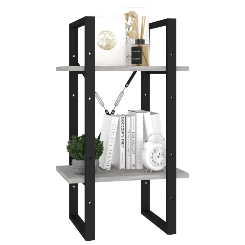 Ormarić za knjige s 2 razine boja betona 40x30x70 cm od iverice - Slika 4