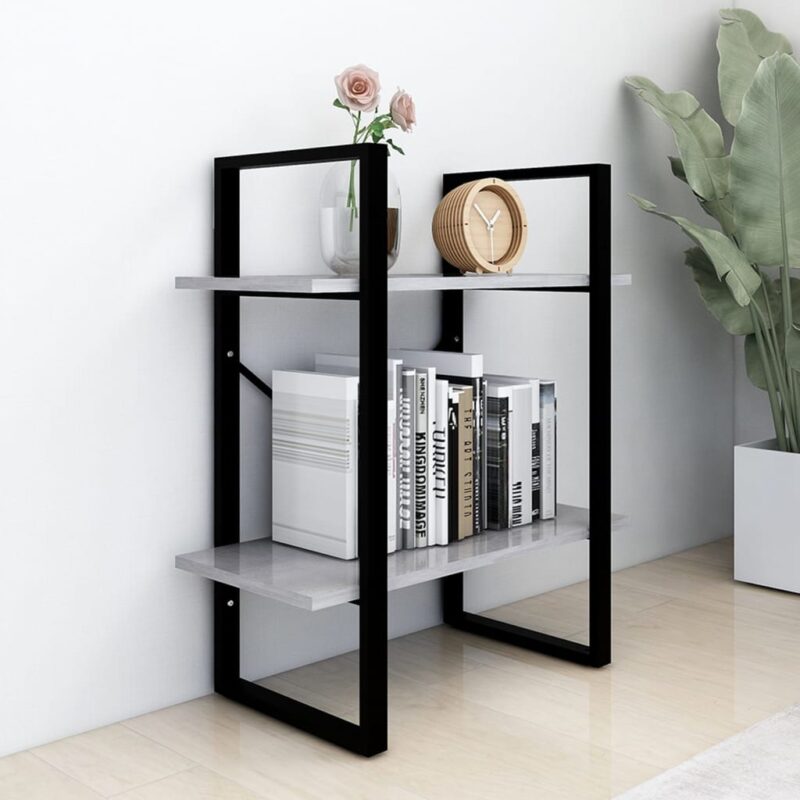 Ormarić za knjige s 2 razine boja betona 60x30x70 cm od iverice - Slika 3