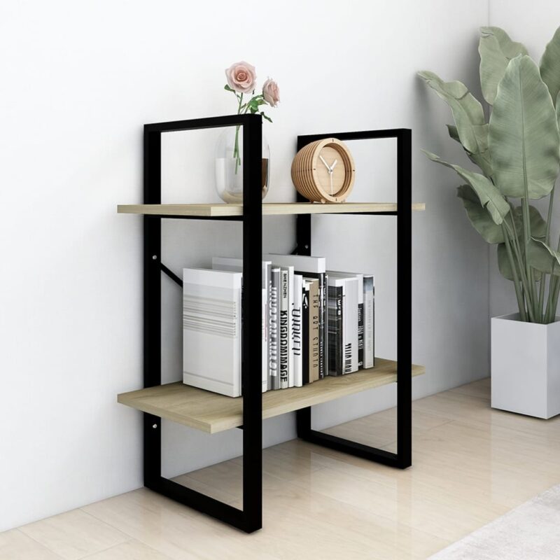 Ormarić za knjige s 2 razine boja hrasta 60x30x70 cm od iverice - Slika 3