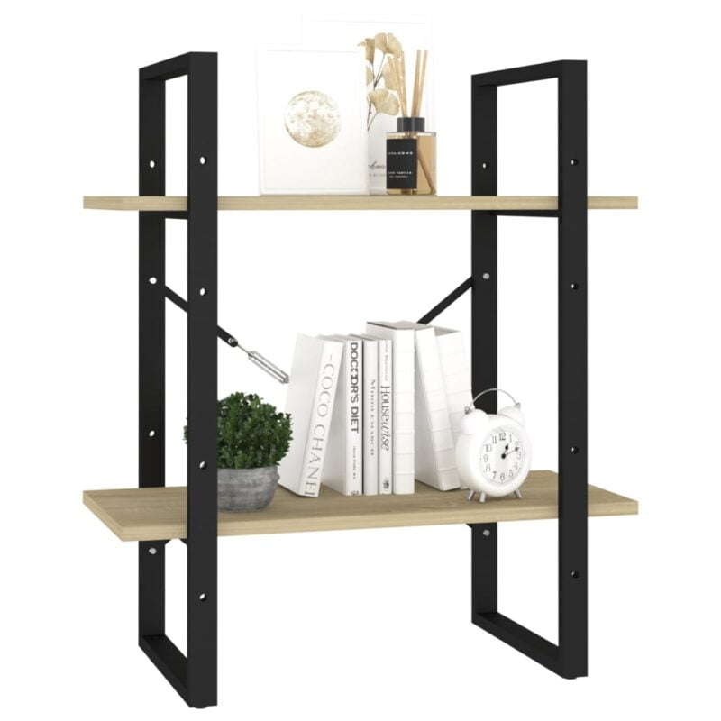 Ormarić za knjige s 2 razine boja hrasta 60x30x70 cm od iverice - Slika 4