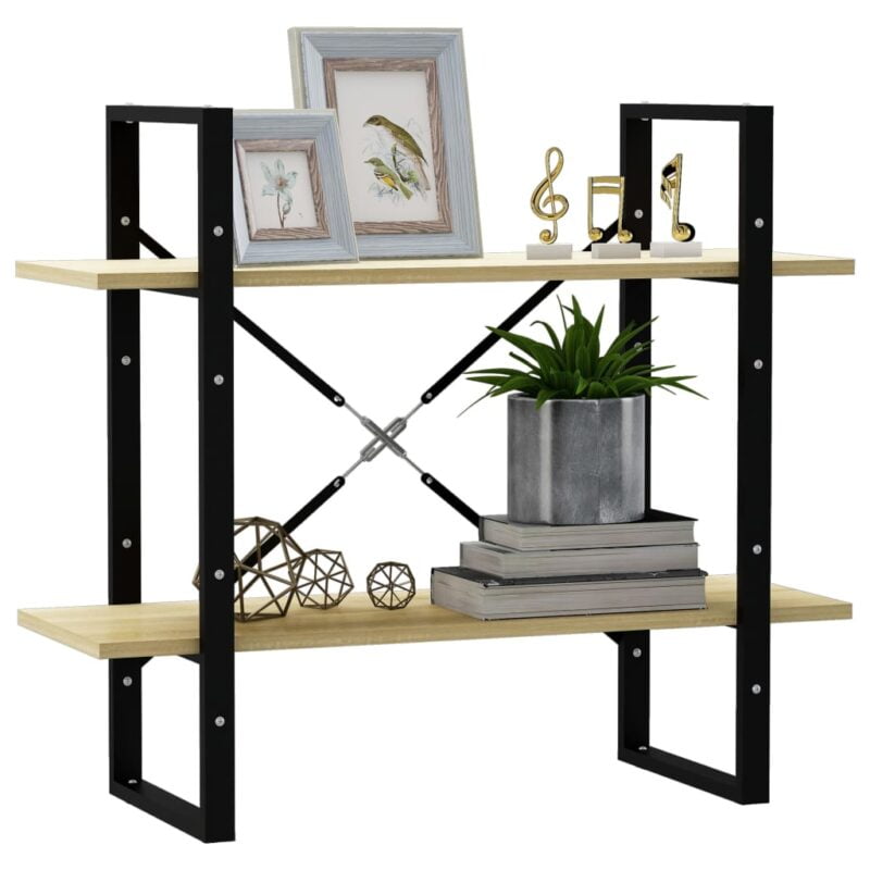Ormarić za knjige s 2 razine boja hrasta 80x30x70 cm od iverice - Slika 3