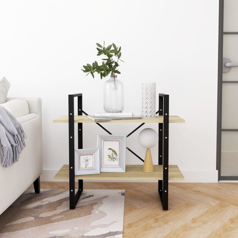 Ormarić za knjige s 2 razine boja hrasta 80x30x70 cm od iverice - Slika 4