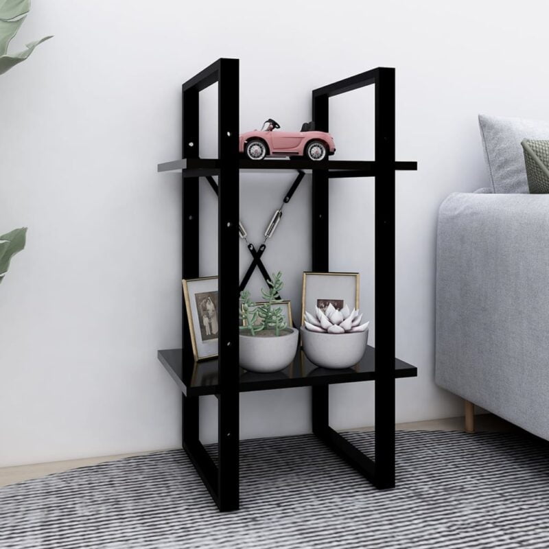 Ormarić za knjige s 2 razine crni 40 x 30 x 70 cm od iverice - Slika 4