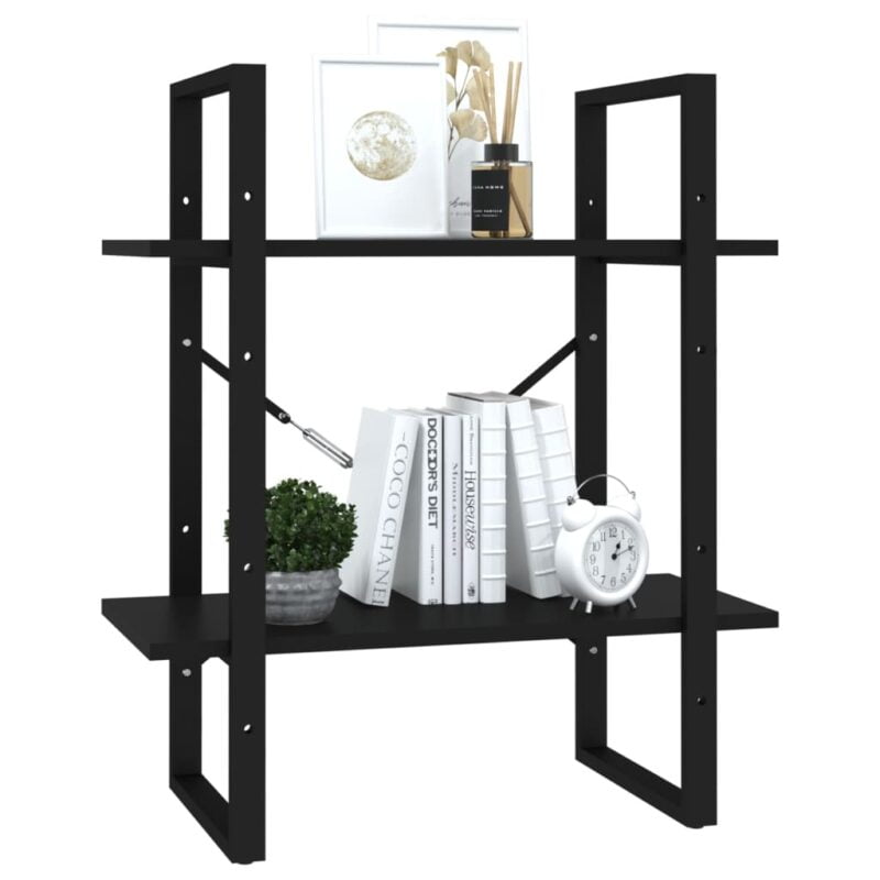 Ormarić za knjige s 2 razine crni 60 x 30 x 70 cm od iverice - Slika 4