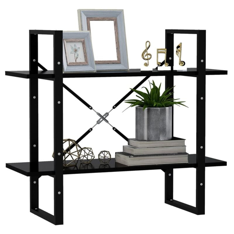 Ormarić za knjige s 2 razine crni 80 x 30 x 70 cm od iverice - Slika 3