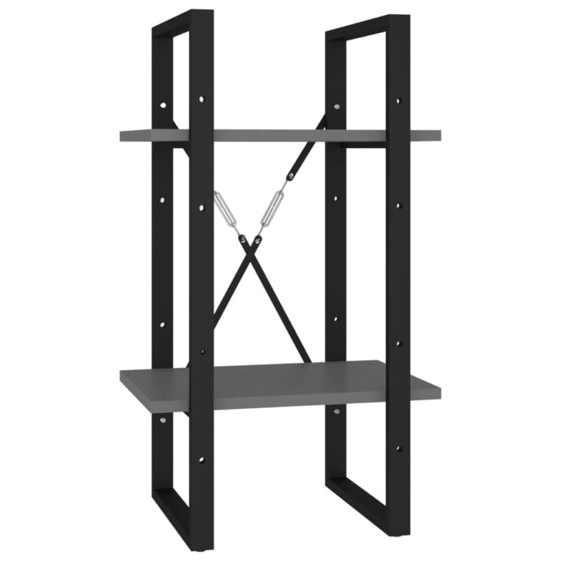 Ormarić za knjige s 2 razine sivi 40 x 30 x 70 cm od iverice