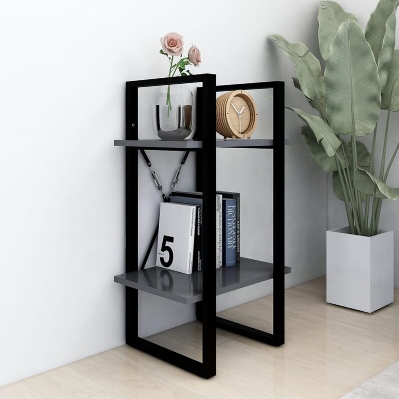 Ormarić za knjige s 2 razine sivi 40 x 30 x 70 cm od iverice - Slika 3