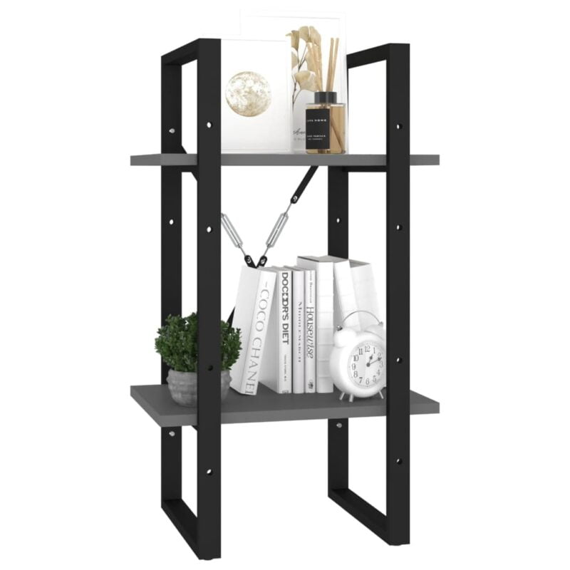 Ormarić za knjige s 2 razine sivi 40 x 30 x 70 cm od iverice - Slika 4