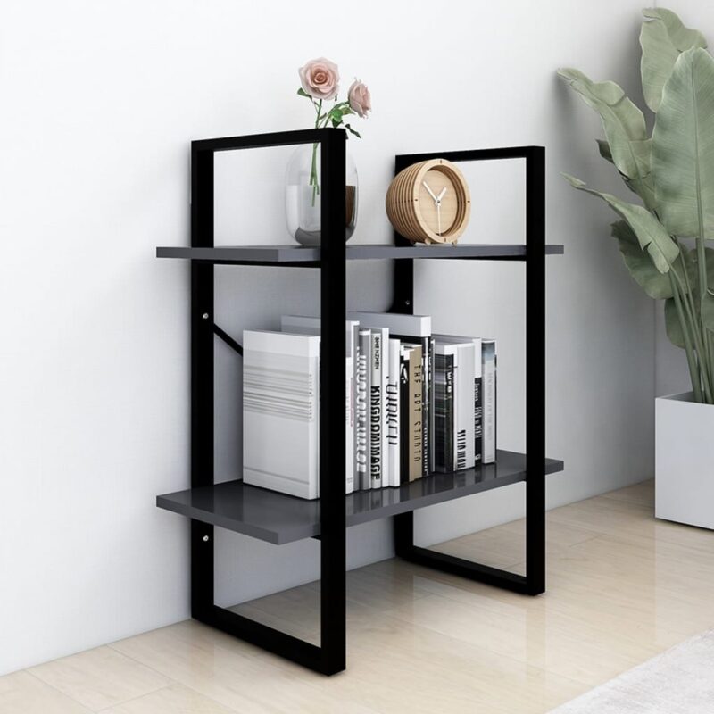Ormarić za knjige s 2 razine sivi 60 x 30 x 70 cm od iverice - Slika 3