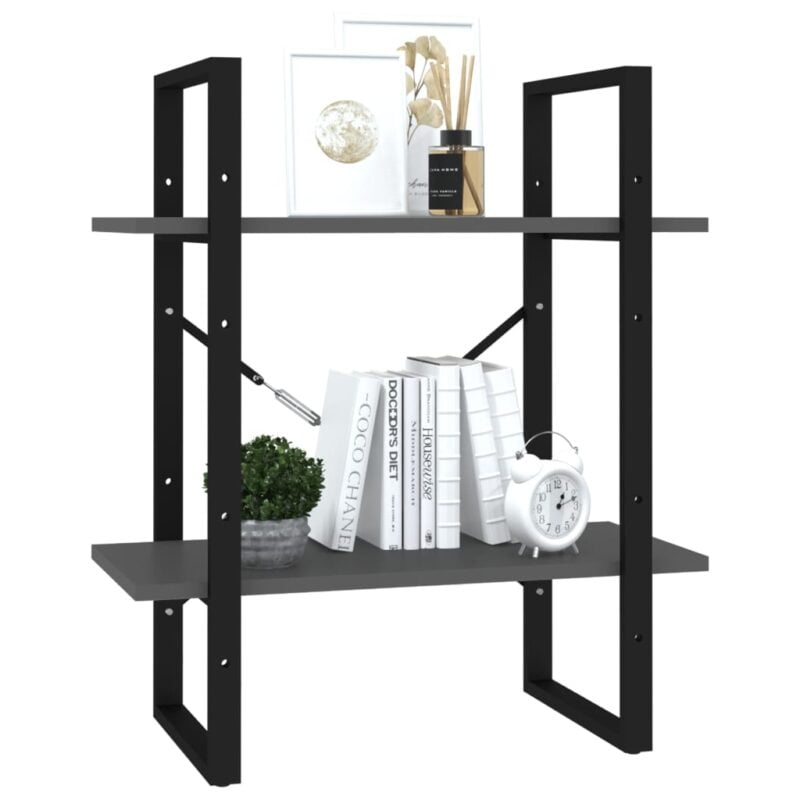 Ormarić za knjige s 2 razine sivi 60 x 30 x 70 cm od iverice - Slika 4