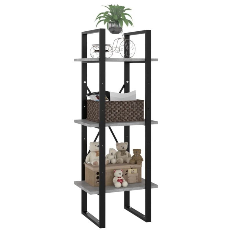 Ormarić za knjige s 3 razine boja betona 40x30x105 cm iverica - Slika 4