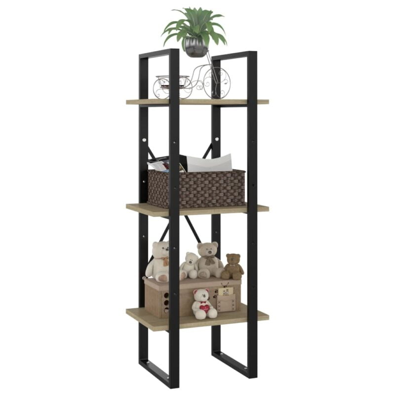 Ormarić za knjige s 3 razine boja hrasta 40x30x105 cm iverica - Slika 3