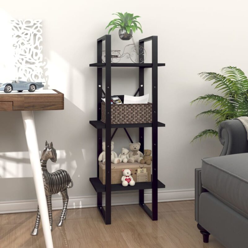 Ormarić za knjige s 3 razine crni 40 x 30 x 105 cm od iverice - Slika 4